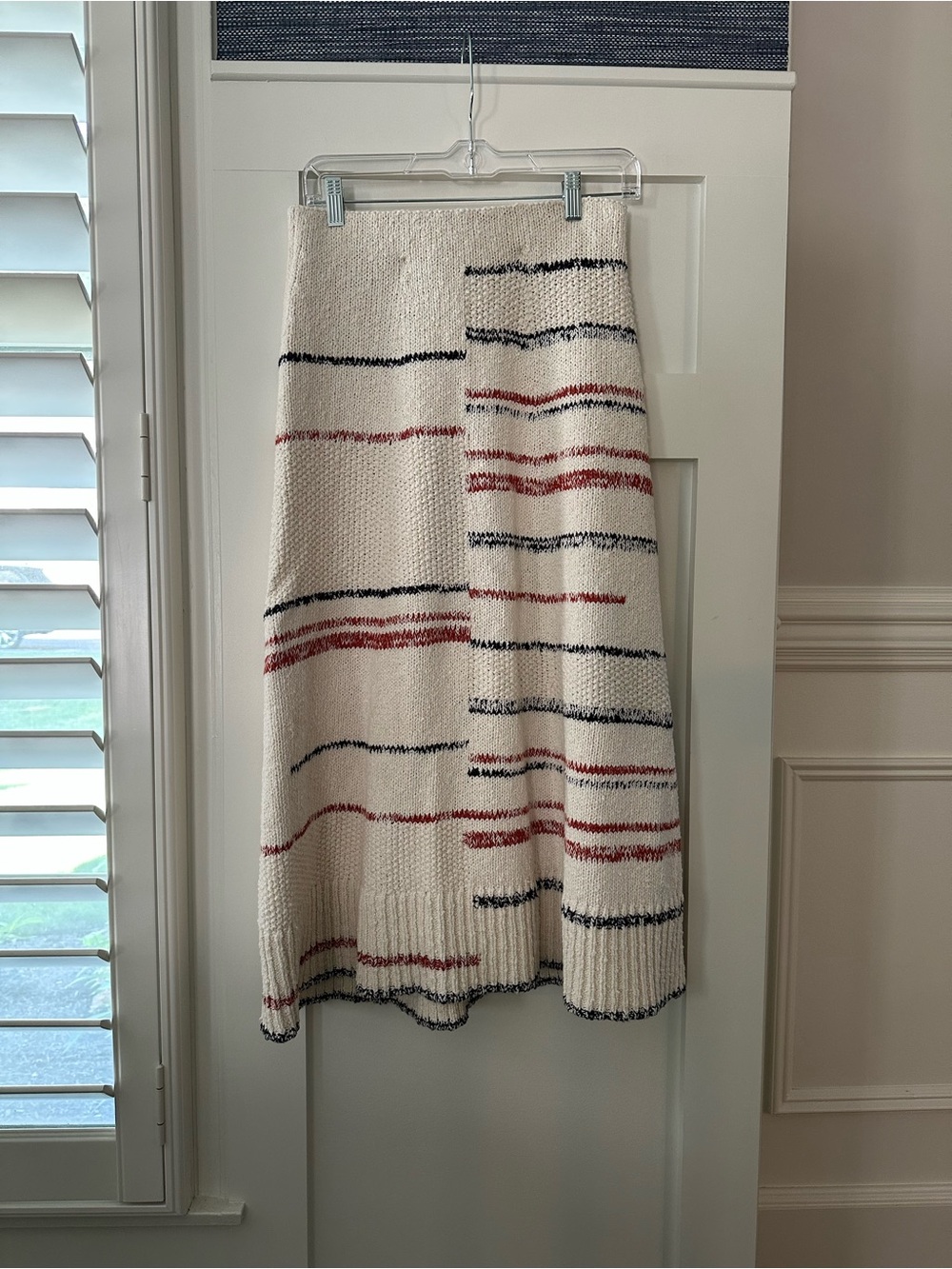 ME+EM Cream Bouclé Midi Skirt with Navy and Red Stripes - Picture 7 of 12